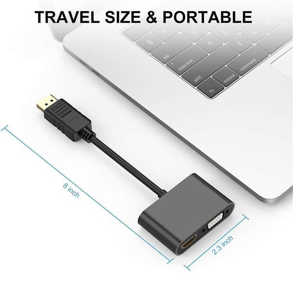 Displayport Til Vga+hdtv Konverter Dataskjerm Adapterkabel Dp Dokkingstasjon Dobbel Skjerm Wit