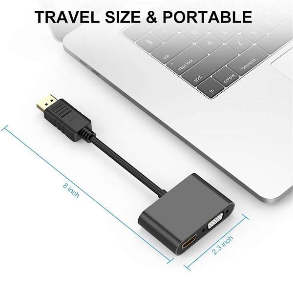 DisplayPort till VGA + HDTV-konverterare Datormonitoradapterkabel DP-dockningsstation Dubbelskärm Wit