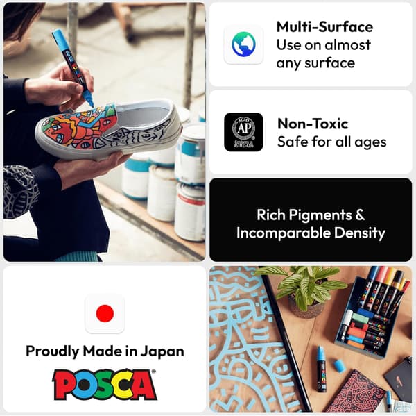 POSCA 8-farvet malingsmarkørsæt, PC-5M Medium Extended Range