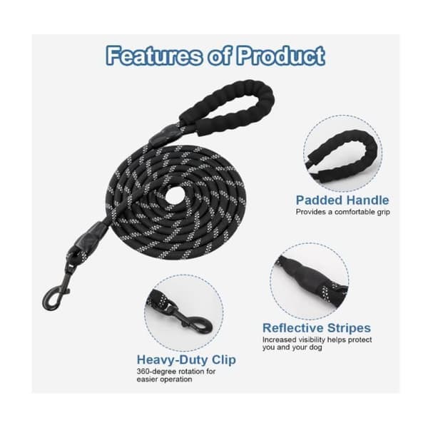 Hundkoppel - 3M - 3m - Slitstark Nylon - Vadderat Handtag - Reflekterande