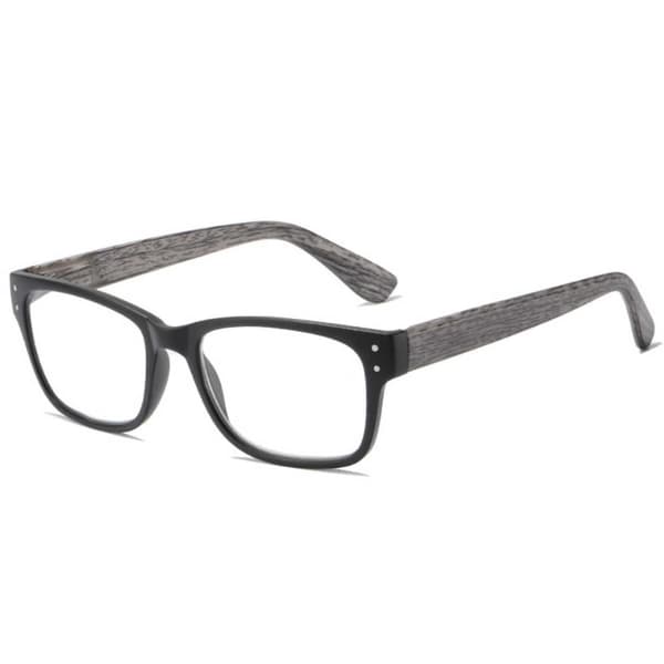 Rectangular Reading Glasses with Wood Design and Blue Light Protection [Choose Strength] Grey