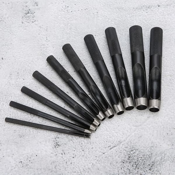Set med 10 läderhålstansar för hantverk, läderbälte, hålstans 1mm-10mm