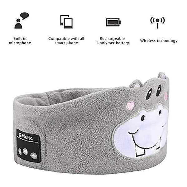 Bluetooth V5.0 Pannband för Barn, Bluetooth Sömnmask med Mjuka Högtalare och Mikrofon