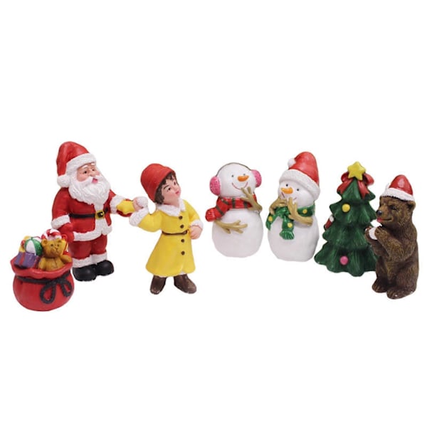 7 Stk. Kreativ Jule Statue Resin Landskabs Ornamenter til Stue