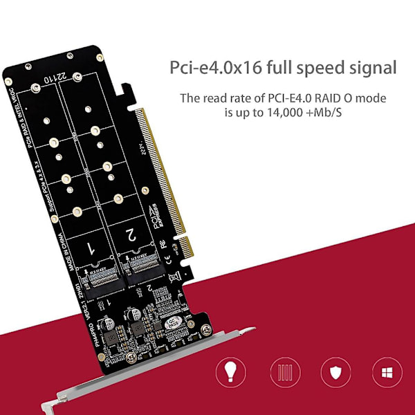 PCI-E 16X - M.2 M-avaimeen NVME x4 laajennuskortti kaksisuuntainen Mini PCIE X16