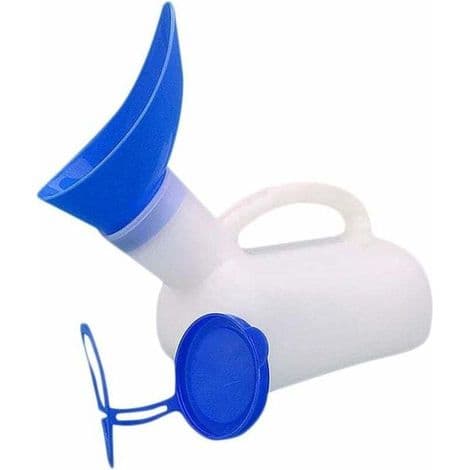 Bærbart urinal for menn og kvinner, 1000 ml, bærehåndtak, campingtoalett
