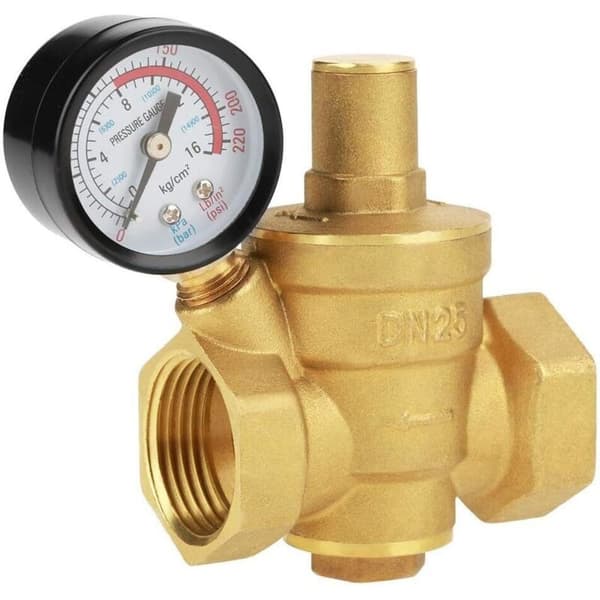 Trykregulator, DN25 Justerbar Messing Holdbar Vandtryksreducerende Regulator + Metrisk Kanal (1.6MPa)