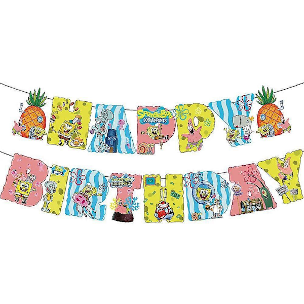 Svampebob Firkant Tema Barn Søt Bursdagsfest Baby Shower Utstyr Kit Banner Ballonger Kake Cupcake Toppers Dekorasjoner Sett 2024THO