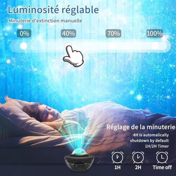 Projektor Natlampe - Stjernehimmel - LED - Bluetooth Højttaler - Timer