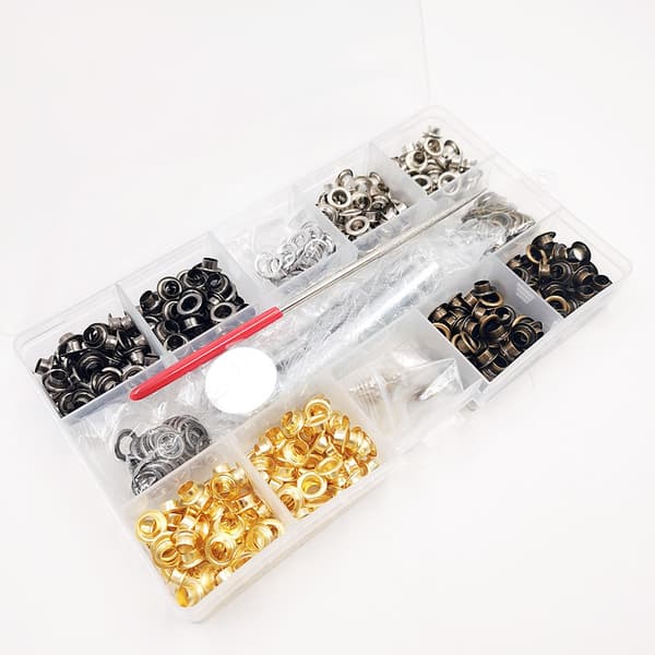 Eyelet Grommet Tool Kit med 440 sett 5 mm metallmaljer