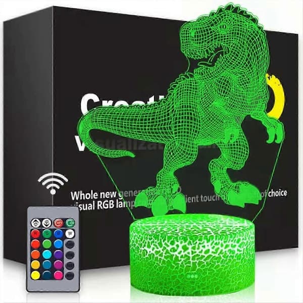 Dinosaurleker Dinosaur Nattlys 3D Dinosaurlampe for Barn