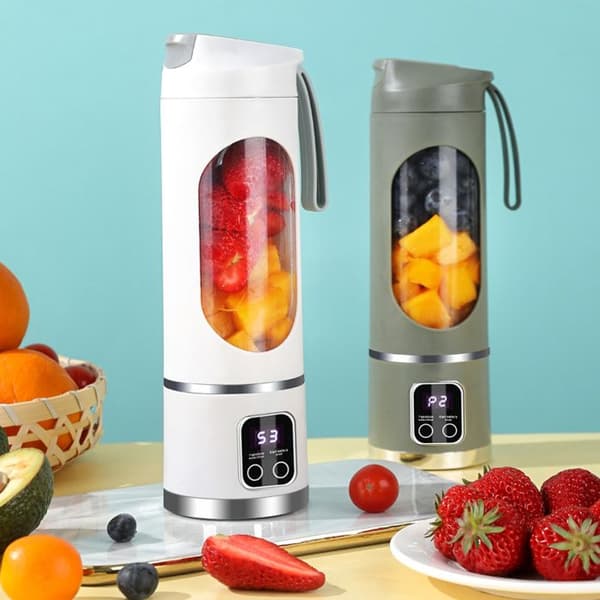 Bærbar Blender - Mini Juicer - 450ml - 12 Blade - USB - 7.4V - Hvid - Multifunktionel