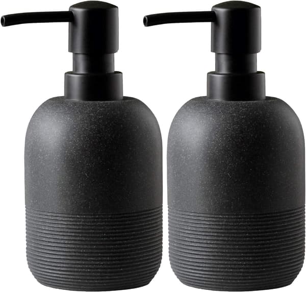 2-delat svart tvålpump-set handtvål lotionpump för badrum elegant inredning diskbänk