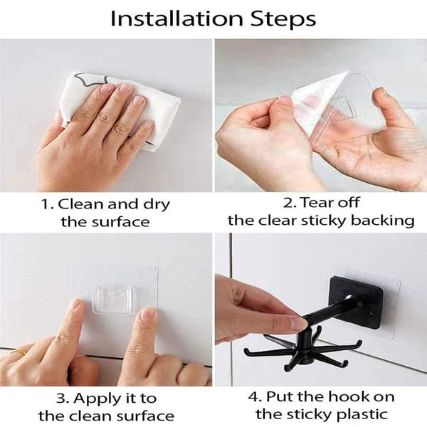 Suction Cup Hooks - Hanging Hooks for Appliances, Kitchen Utensil Hooks, Wall Rack, 360-Degree Rotatable and Foldable Hooks