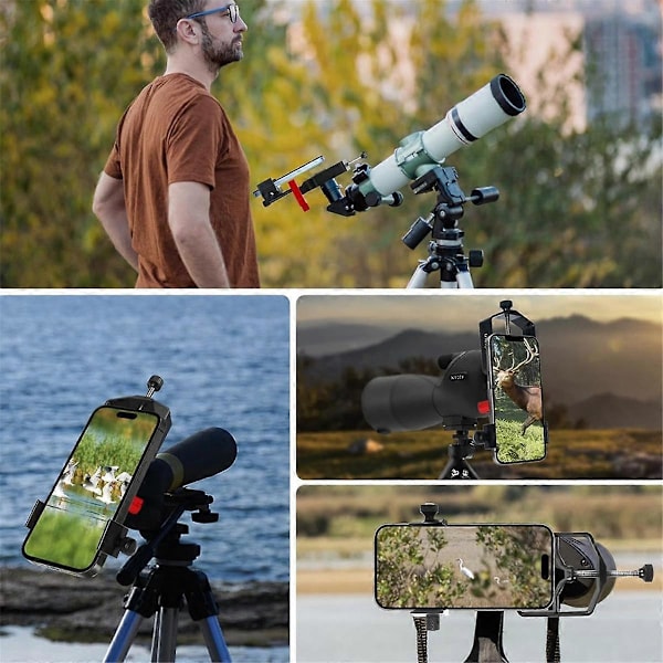 Universal Telefon Scope Digiscope Adapter Metal Teleskop Mount 3-Akset Smartphone Holder til Spotting Scope med Fjernbetjening