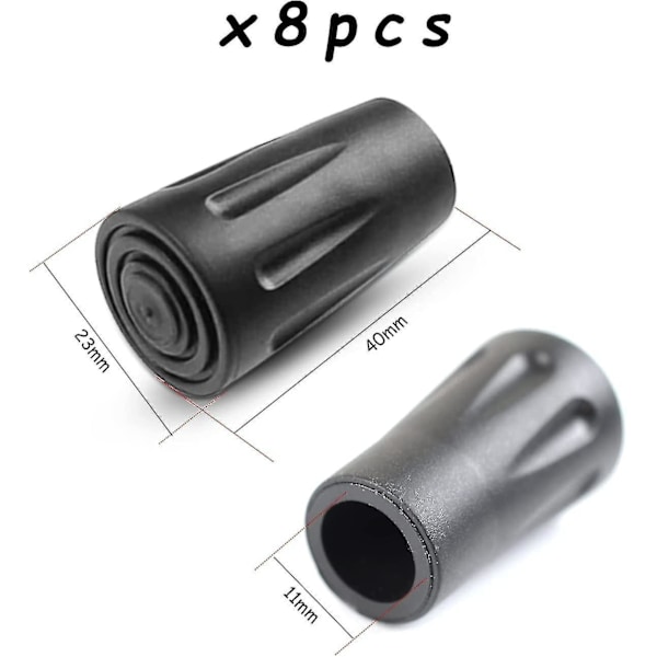 8 stk. Nordic Walking Stick Spidsdæksler Gummi Polfodbeskytter Til Vandrestave Asfalt Grus Bjerge Vandreture
