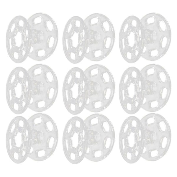 100 stk. Klare Skjorteknapper Kåpe Trykknapper Usynlige Trykknapper Festemidler Press Stud DIY Sy Tilbehør (15mm) 2025th