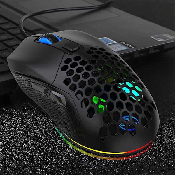 Honeycomb Shell Kablet Rgb Gaming Mus, Pc Gaming Mus Med 7 Knapper