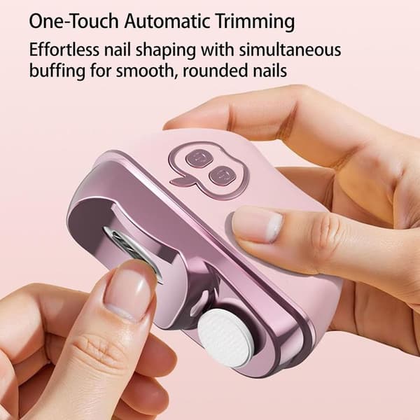 Electric Nail Clipper for Thick Nails, Automatic Trimming and Filing, Suitable for Elderly and Men, 2 Speeds, LED Light (White)