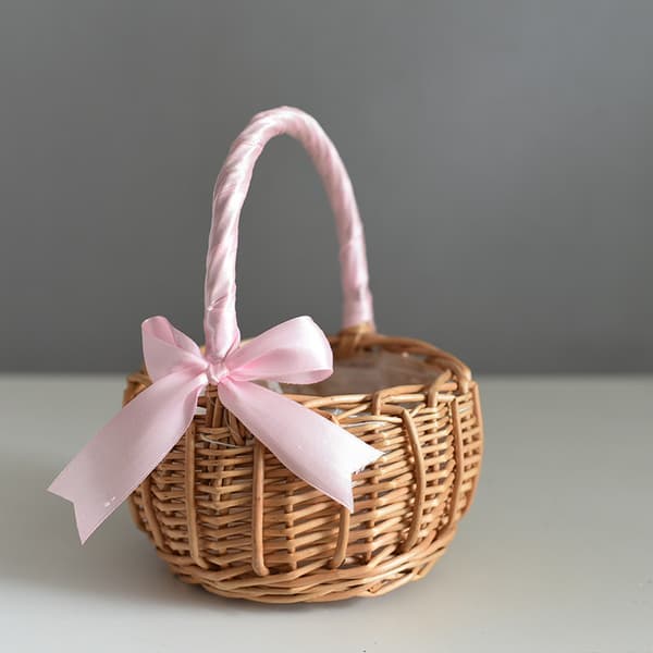 Two Small Woven Baskets with Handles, Rattan Baskets with Handles, Straw Wedding Baskets, Wedding Sprinkle Baskets, Bridesmaid Flowers and Fruit...