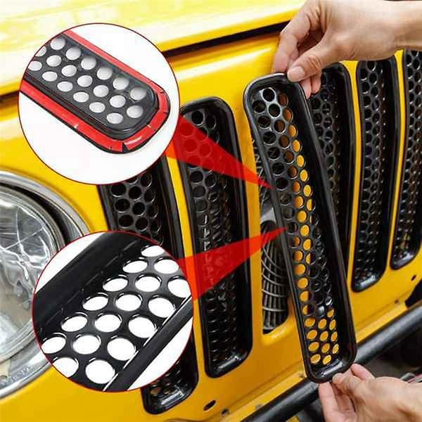 Honeycomb Mesh Front Grill Inserts Kit för 1997-2006 Wrangler TJ & Unlimited (7PCS)