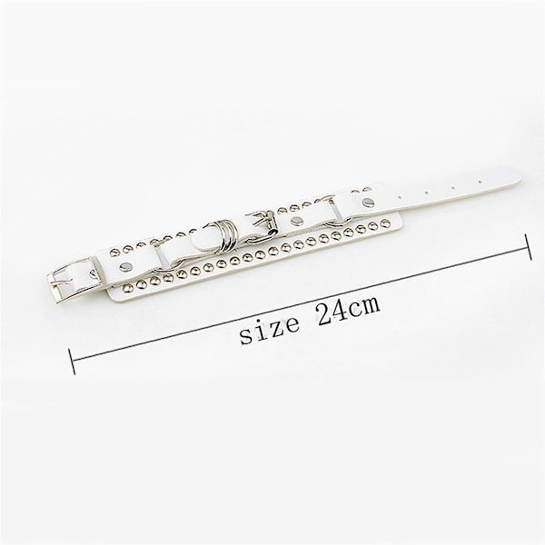 Unisex Punk Rocker Armbånd Gotisk Lædermanchet med Pigge Nitter Studs Justerbart Armbånd til C