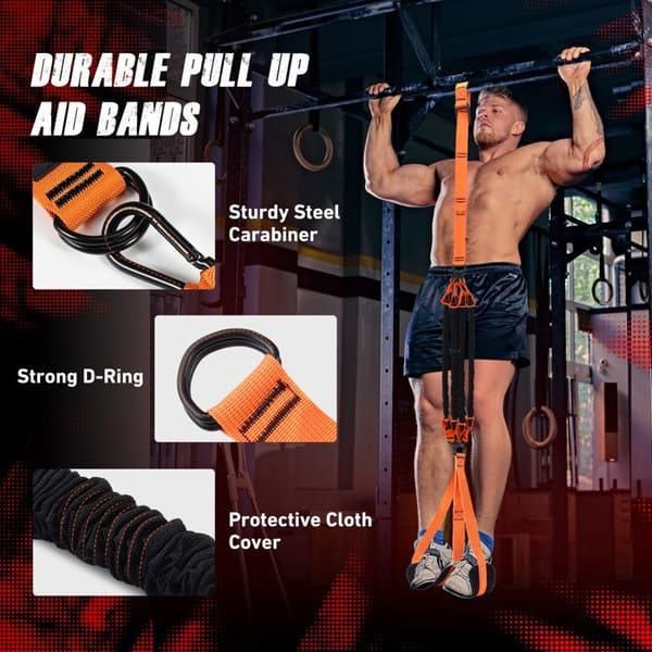 Elastiska band - Justerbart dragkit - 4 x 34 kg - Justerbar höjd - Halkfria pedaler