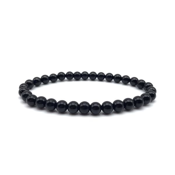 Handgjort Armband 6mm Svarta Stenar Stenpärlor