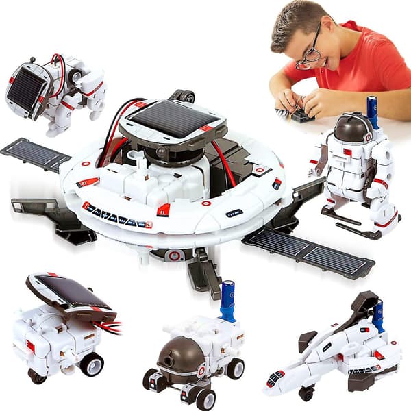 Solroboter Lekebyggesett Samlet Plast Hvit For Barn Gutter Utdanningslæring Diy 6-i-1