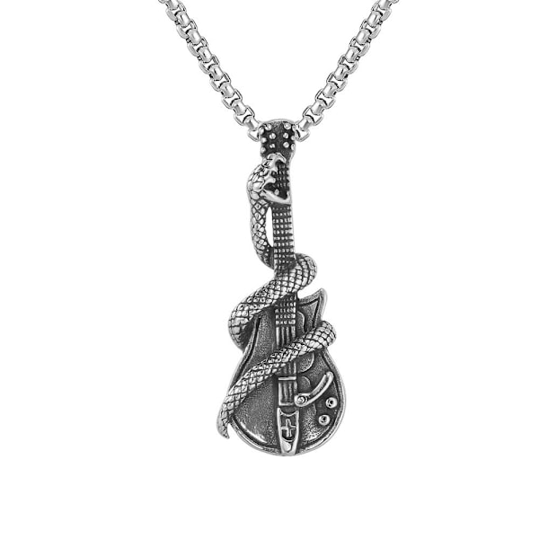 Musiknot Halsband i Titanstål för Män, Hängsmycke i Rostfritt Stål, Färg: Gitarr