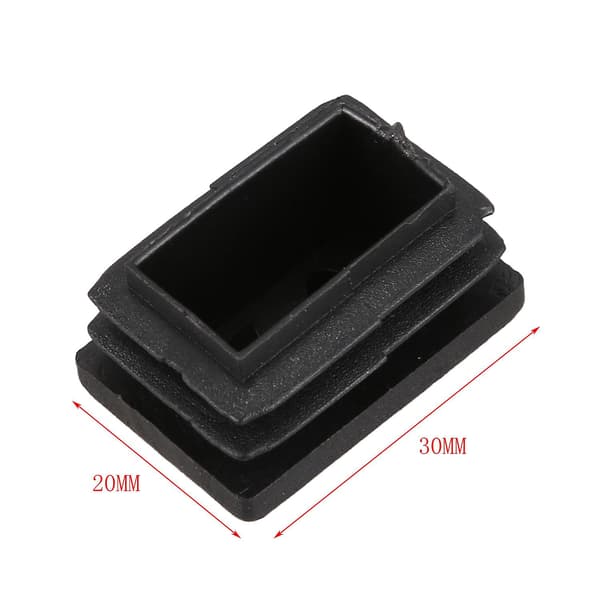 20 st Plast Rektangulär Ändkåpa 30mm x 20mm Gängad Rör Rörinsats