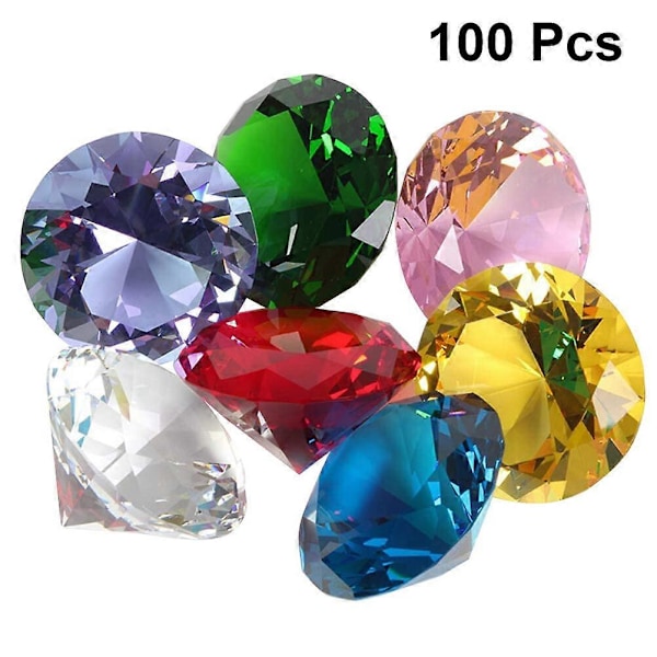 100 st 20MM Färgglada Akryl Kristall Diamant Juveler Ädelstenar Simulation Diamant Kristaller Skatt Ädelstenar Dekoration (Blandade Färger) 2024THO