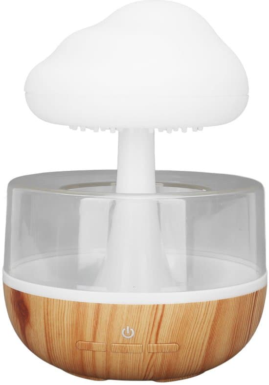 RainCloud luftfuktare med vattendroppe svampdesign och 7-färgs aromdiffusor