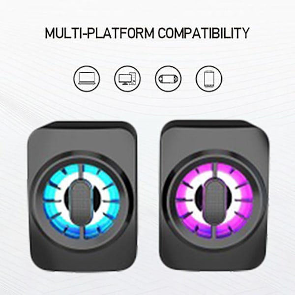 A1 Datamaskinhøyttalere Multimedia Datamaskin Skrivebord USB Strømforsyning 3.5mm Kablet Subwoofer RGB Dazzlin