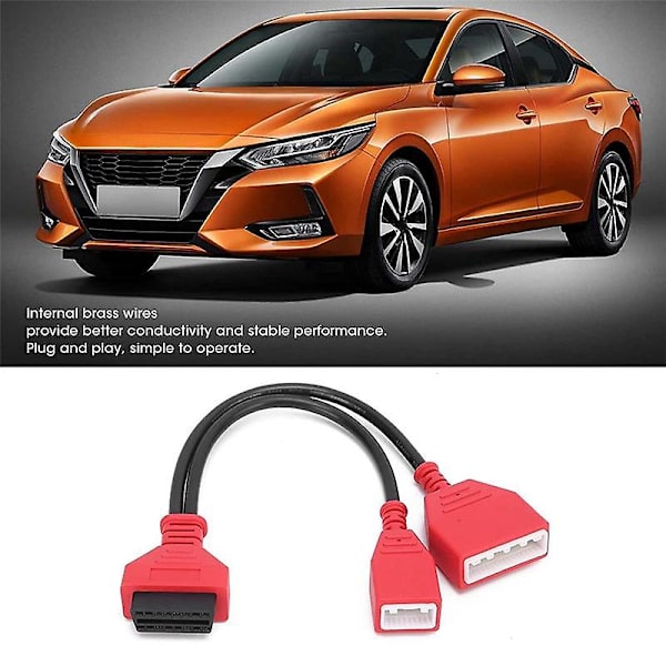 OBD2 Diagnostikkontaktkabel, 16+32 OBDII Gateway Adapter Bildiagnostiskt Verktyg Ersättning för Sylphy Sentra