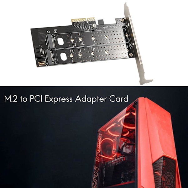 Dual M.2 PCIe Adapter, M2 SSD NVMe (M Key) Eller SATA (B Key) 22110 2280 2260 2242 2230 Til PCI-E 3.0 X 4 Host Controller Utvidelseskort For Stasjonær PC Pci