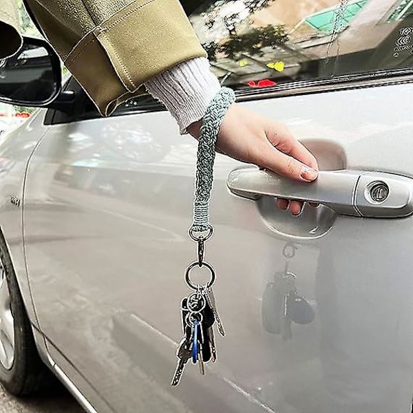 Blød Makrame Nøglering Boho Håndlavet Armbånds Nøglering Country Stil Håndledsrem Håndlavet Holder Til Kvinder