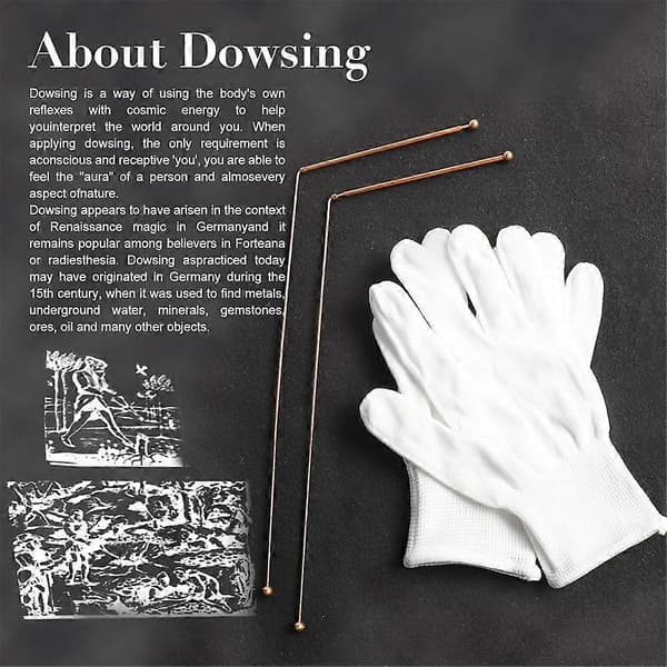 Kobber Dowsing Stænger 2STK Divining Stænger + Dowsing Pendul + Divination Måtte - til Divining Vand, Skatte, Begravede Genstande Etc