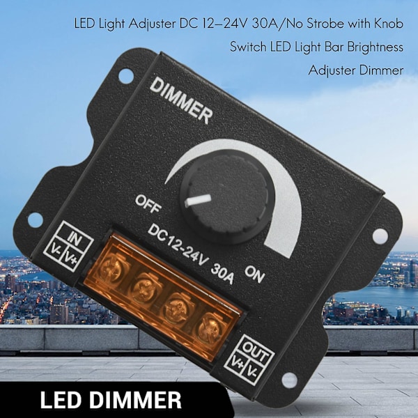 LED Lysjusterer DC 12-24V 30A/Ingen Strobe med Bryterknapp LED Lysbar Lysstyrkejusterer Dimmer