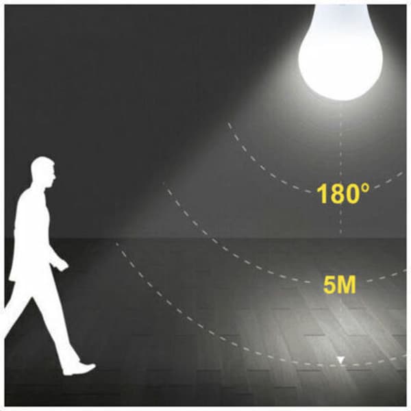 E27 LED-pære, med bevegelsessensor, 7W, hvit, 2-pakning