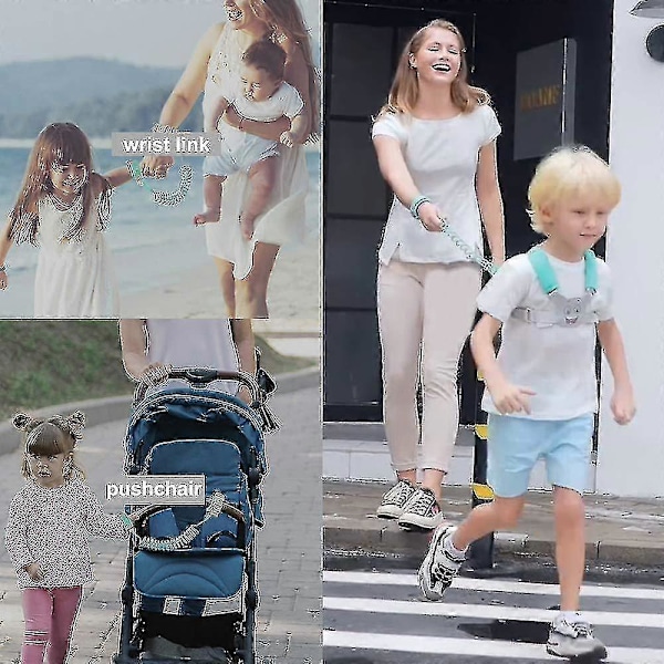 Børnesikkerhedslykke, 2,5 m Børnelykke Håndled, Anti-tabt Bælte Håndledsforbindelse (Farve: Mintgrøn)