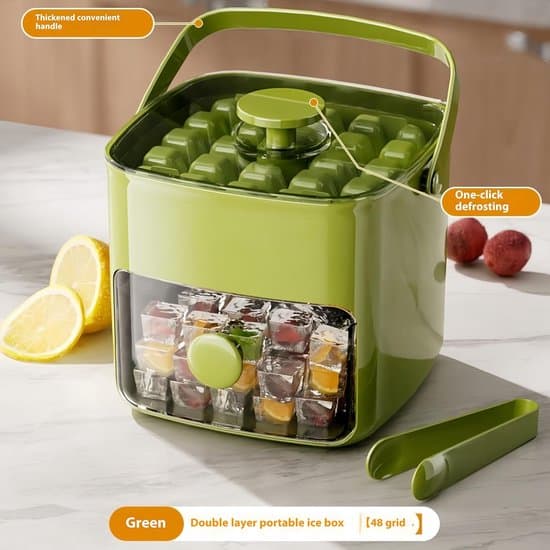 Ice Cube Machine with Holder - Ice Tray Set - Beverage Cooling - High Capacity 120 Pieces