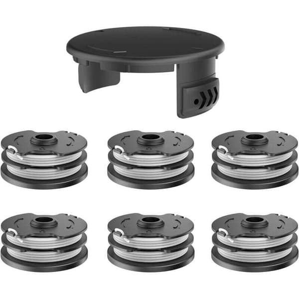 Erstatningsspoler kompatible med Parkside PRT 550 A1/B2/C3 gressklippere (6 spoler + 1 hette)