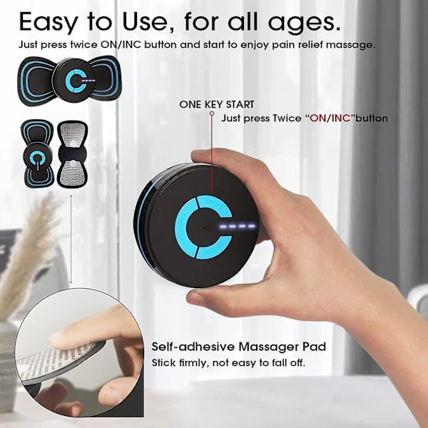Mikrostrom Ems Mini Massagekudde, Trådlös Bärbar Cervikal Kudde För Hela Kroppen, Elektrisk Nackmassageapparat, Uppladdningsbar, (2 Enheter)