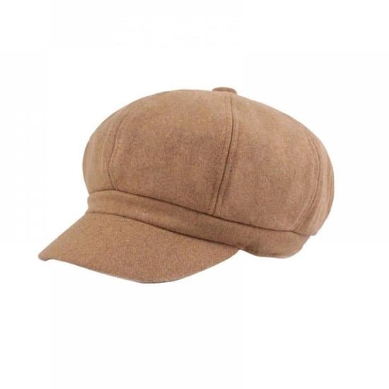 Damebasker - med brem - justerbar flat topp - ensfarget - Brun