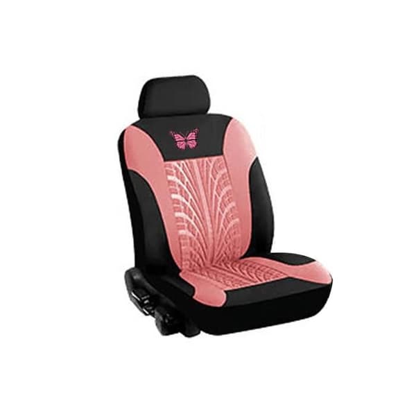 Bilsätesöverdrag - 4 delar - 3D-tryckt - Fjäril - Universal - Rosa