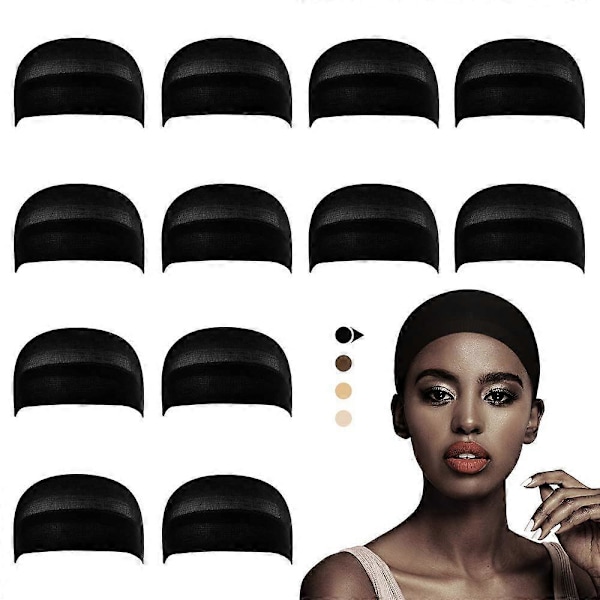 12-pack Perukmössor för Lace Front Peruk, Strumpmössa för Kvinnor, Skallig Mössa för Peruker 2024THO