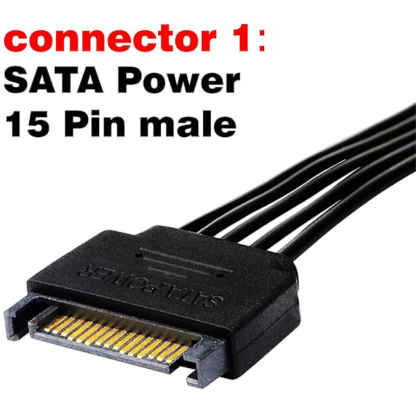 1 stk. Sata Strømforlængerkabel, 15 Pin Sata Han til Hun Forlænger Strømkabel Adapter til Harddisk