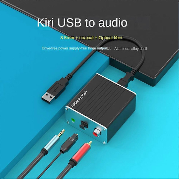 USB Eksternt Lydkort Strømfri Koaksial Digital Audio Konverter Datamaskin HiFi Mobiltelefon til AU