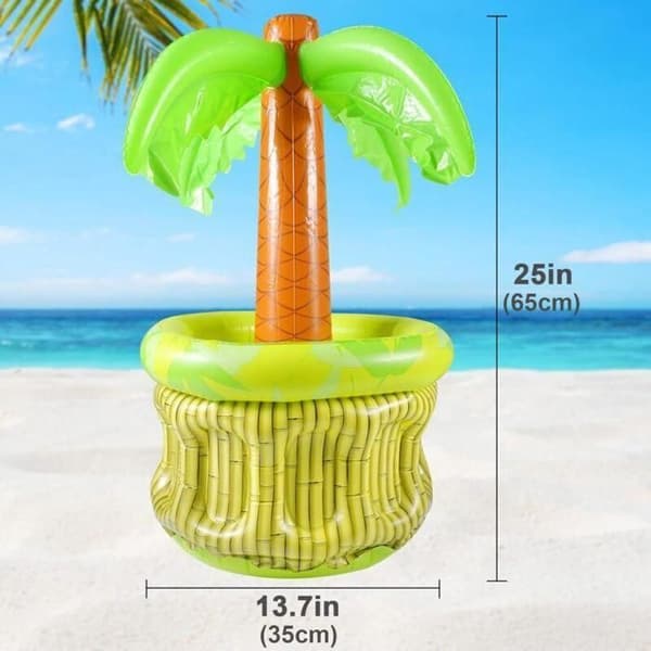 Oppustelig palmetræformet køler. Oppustelig kopholder til poolbar. Flydende kopholder til pool.